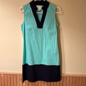 Sail to Sable, sleeveless dress, size S, light green and navy.